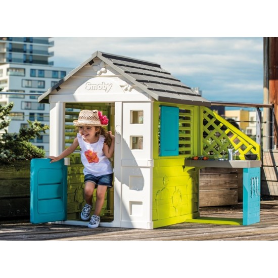Bērnu rotaļu namiņš ar virtuvīti Smoby Pretty Playhouse + Summer Kitchen